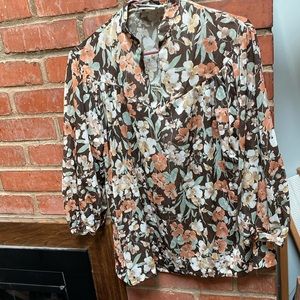Vintage granny core floral 3/4 length sleeve top